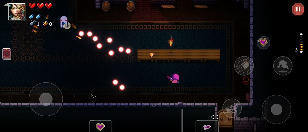 《挺进地牢》游戏主界面展示，角色手持武器站在地牢入口，背景充满枪械元素与弹壳装饰