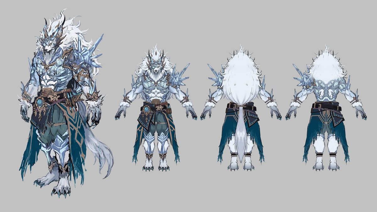 优米雅在炼金台前专注调配药剂，瓶中液体泛起蓝色光芒