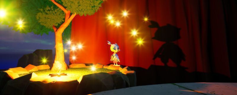 《超级妙音鸟》游戏画面展示，一名身披彩羽的神秘角色飞翔于云雾缭绕的山巅之上，背景呈现东方风格的宫殿与流光溢彩的天空