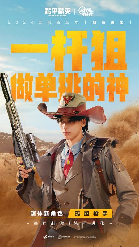 孤胆枪手角色立绘，身穿西部风格皮衣，手持左轮手枪，眼神凌厉