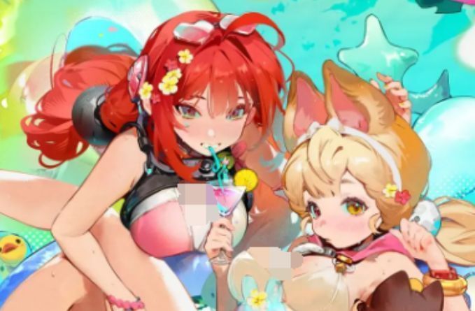 爱丽丝正在海上冲浪，身后溅起层层浪花，阳光洒在海面，画面充满动感与夏日气息