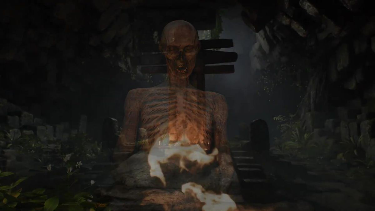 印第安纳·琼斯手持火把探索古老神庙内部，石壁刻满神秘符号，光影效果逼真