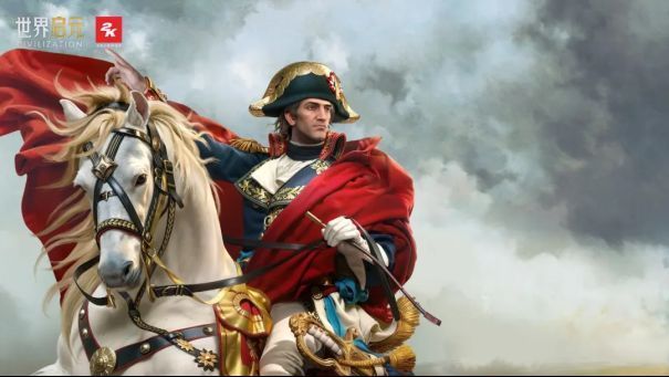 拿破仑英雄立绘及其兵种搭配示意，展现火器时代步炮协同战术