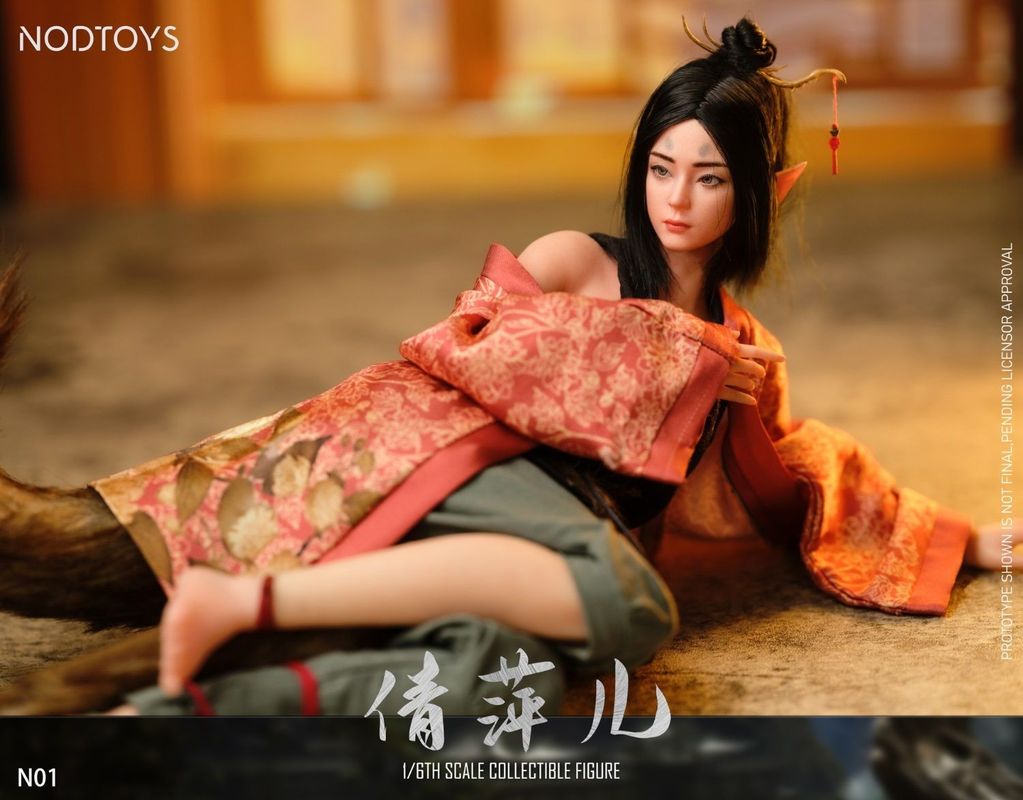 黑神话悟空萍萍1:6人偶正面展示，面部表情灵动，毛发与服装细节清晰可见