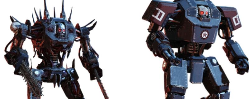 《绝地潜兵2》中机械毁灭者狂暴者正面特写，金属质感装甲泛着冷光，双眼发出红色警戒光芒，充满压迫感