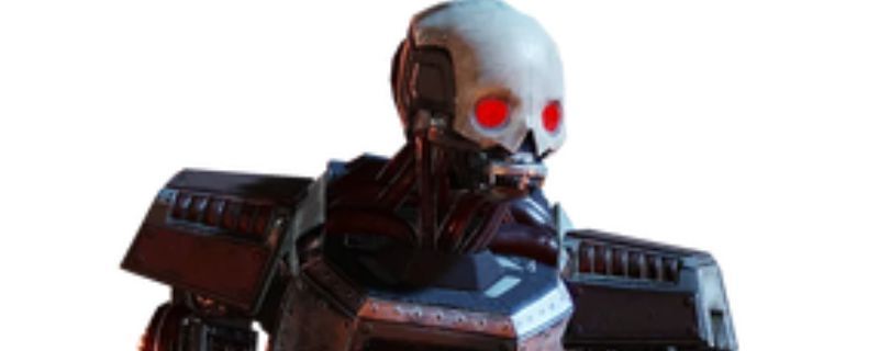 《绝地潜兵2》中一群机械士兵在战场上行进，金属质感的机体反射着战场火光，背景为外星星球的荒凉地貌