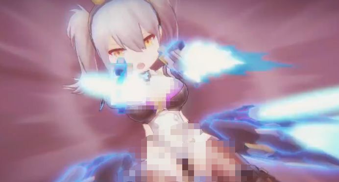 战斗场景截图，伏特加·镜在敌方残血单位面前发动追击，技能特效闪烁