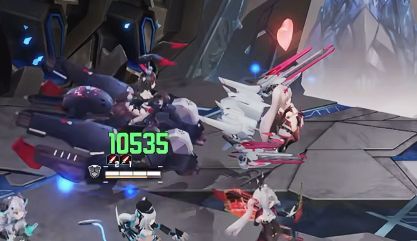 终极技能‘猩红终焉’释放动画截图，画面中芭贝拉红跃起射击，红色能量波席卷全场