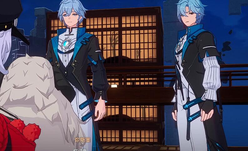 双人战斗演示图：奥托在前方释放水幕领域，米斯莫在后方蓄力雷电技能，两人技能即将交汇形成感电反应