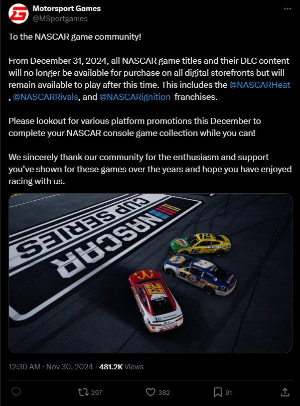 《热力纳斯卡5》游戏内比赛画面，多辆赛车在高速赛道上并驾齐驱，车身涂装鲜明，赛道边观众席清晰可见