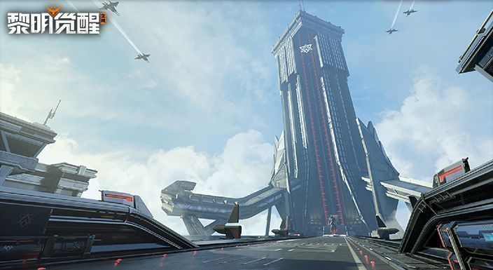 铸空城内部高科技场景，角色站在充满未来感的控制台前，周围悬浮着蓝色能量球，光影交错