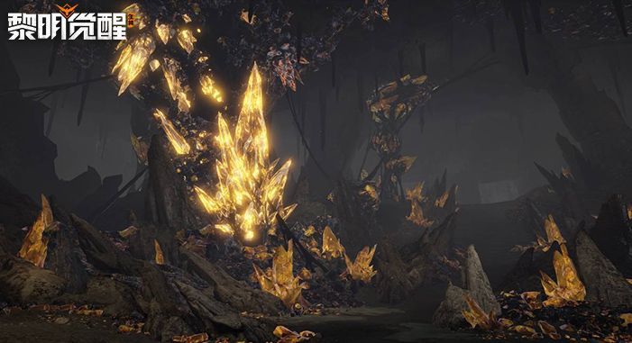 深渊聚合体BOSS在黑暗矿坑中现身，由扭曲的金属与腐烂生物组织构成，双眼发出红光，气势骇人