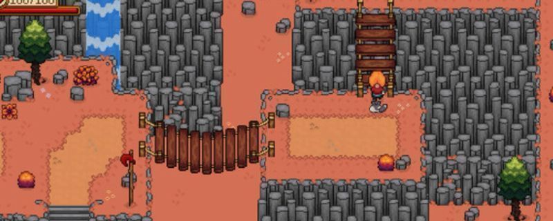 《希望物语》游戏主视觉图，展示田园风光与像素风格小屋