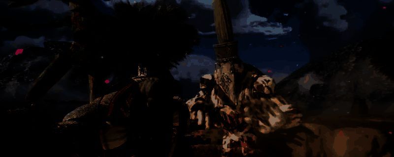 《光与影：33号远征队》游戏中莫诺柯与经怪激烈对战的场景，背景为无尽楼试炼场，光影效果极具艺术感