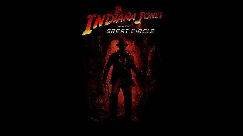 《夺宝奇兵：古老之圈》游戏中文宣画面，主角印第安纳·琼斯手持鞭子穿越古老遗迹