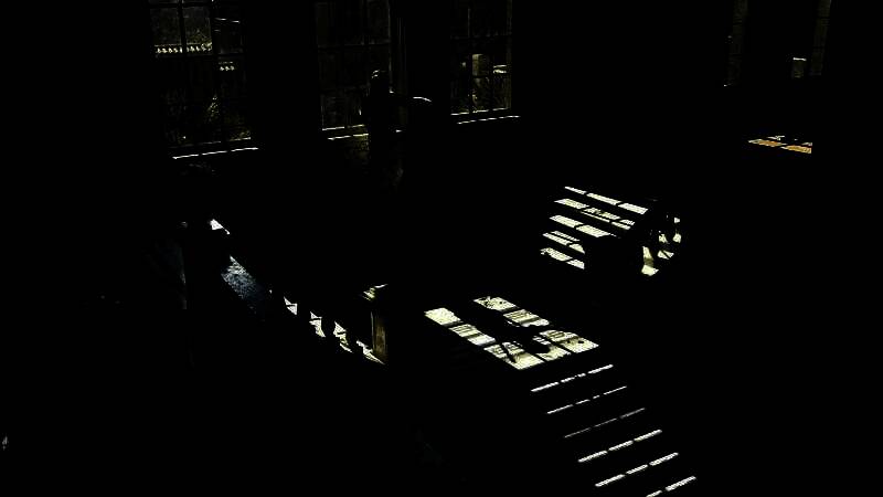 战斗场景截图，角色在狭窄巷道中举枪射击，火花四溅，敌人倒地，光影效果极具电影质感