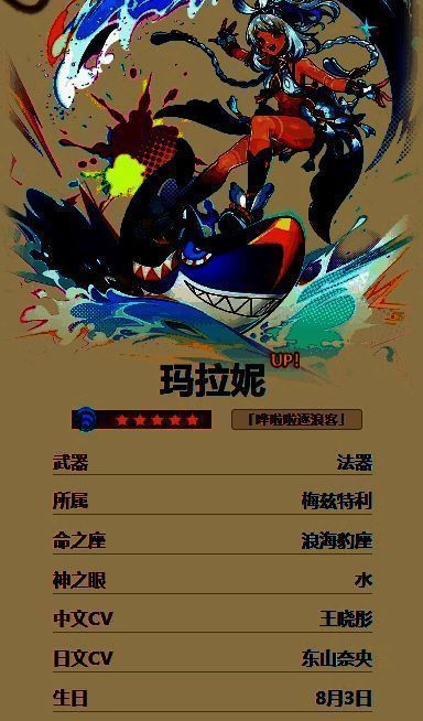 新角色玛拉妮立绘展示，身着泳装风格服饰，脚踏冲浪板腾空跃起，周围水花四溅，充满动感