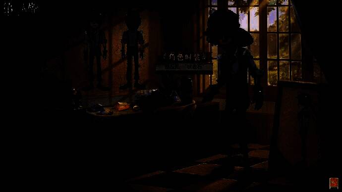 摄影师-‘暴君’站在阳光下的学院台阶上，手持相机准备拍摄，礼服笔挺，神情专注