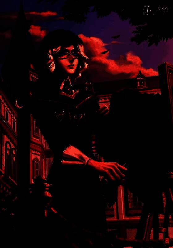 摄影师-‘暴君’在室内镜前整理领结，随后抽出长剑挥舞，眼神凌厉