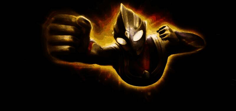 闪耀迪迦奥特曼全身立绘展示，周身环绕金色光芒，背景为宇宙爆炸特效