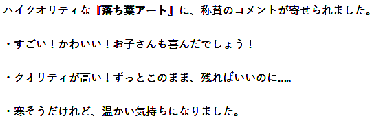 全景视角下的落叶艺术作品摆放环境，位于户外石板路上，周围散落着自然落叶