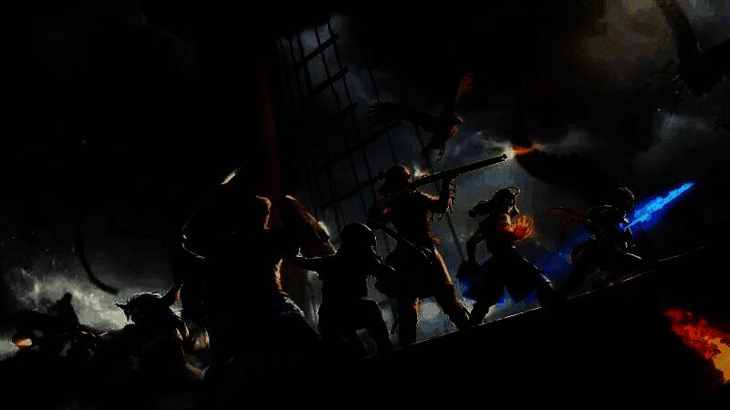 乔什·索耶在工作室接受采访的画面，背景为《永恒之柱》游戏画面与开发文档