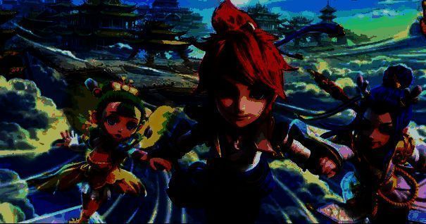 《梦幻西游手游》角色与召唤兽并肩作战的场景，画面色彩鲜艳，充满童趣