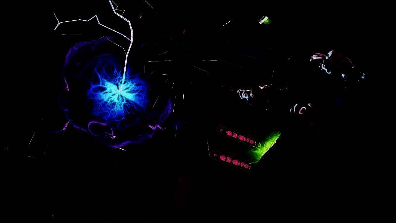 前《无主之地3》创意总监保罗·塞奇的工作照，背景为游戏开发场景与角色概念图