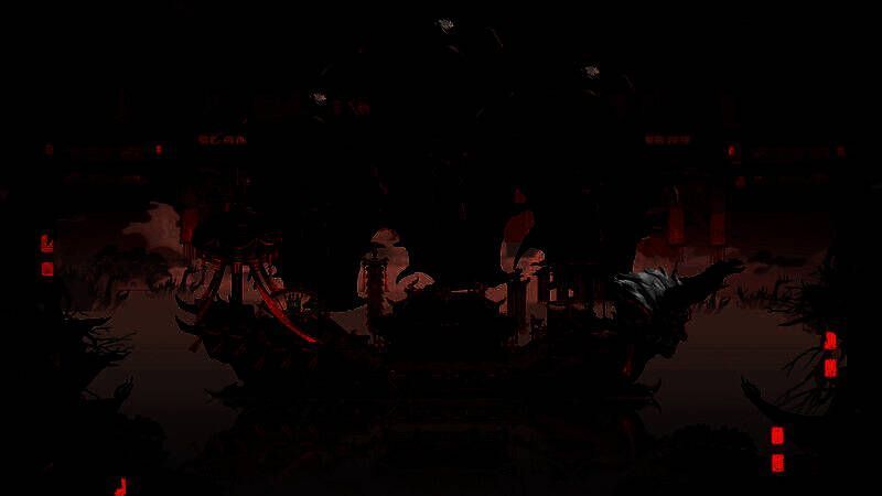 幽冥舫3D展示图，修罗立于船首，黑色鬼翼高高扬起，船身缠绕锁链与符咒，底部小鬼合力托举，气势逼人