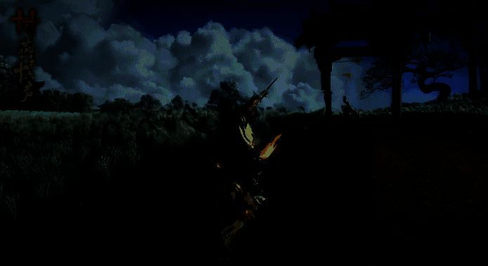 「青山执笔」技能展示，角色手持折扇轻盈跃起，扇面挥出气刃划破空气