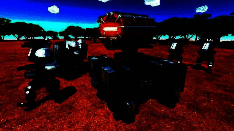 一台轻型侦察机甲在丛林中潜行，利用掩体规避敌方雷达探测，战术氛围浓厚