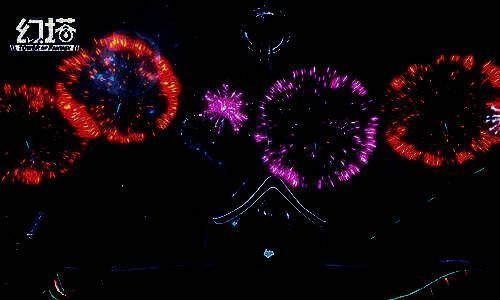 游戏内烟花庆典场景，夜空中绽放绚丽焰火，玩家们聚集在海岸边仰望，气氛欢乐