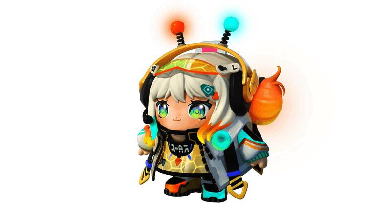 艾莉身穿粉色电竞风服装，佩戴未来感眼镜，手持小火箭发夹，笑容灿烂