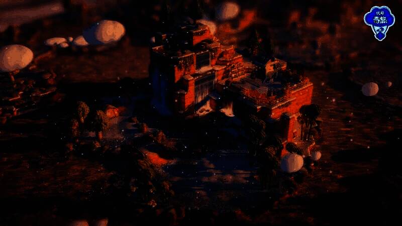 玩家自定义岛屿展示，包含旋转花园、喷泉城堡与漂浮沙发区，角色身穿星空长袍站在中央