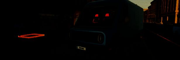 玩家驾驶电动货车运送货物箱，前方道路上设有警示标志提醒小心颠簸