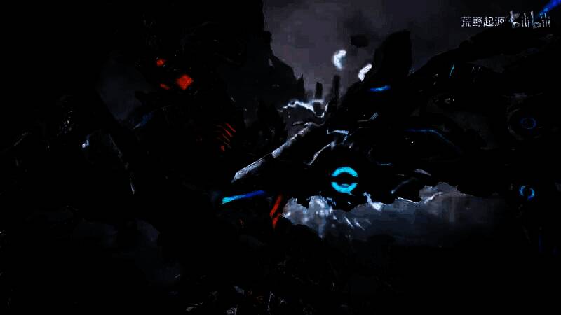 拓荒者站在高崖之上俯瞰整片达里曼平原，机械兽群在地平线上移动