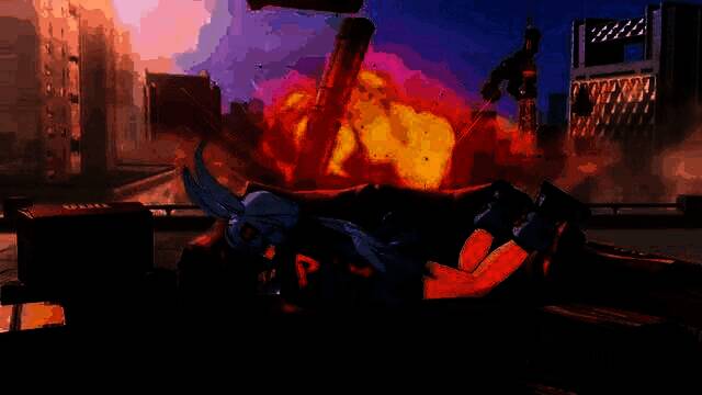 高速飙车场景，车辆飞跃空中，城市夜景在背景中疾速掠过