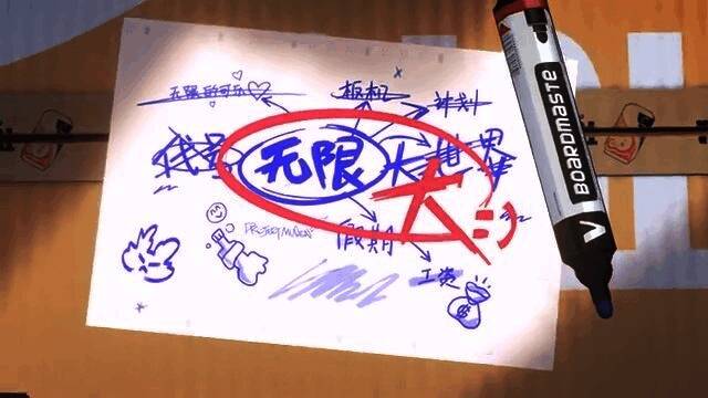 城市广场全景，人群穿梭其中，空中漂浮着全息投影广告