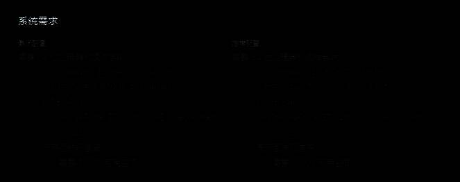 游戏配置需求截图，清晰列出最低与推荐硬件规格，界面简洁专业