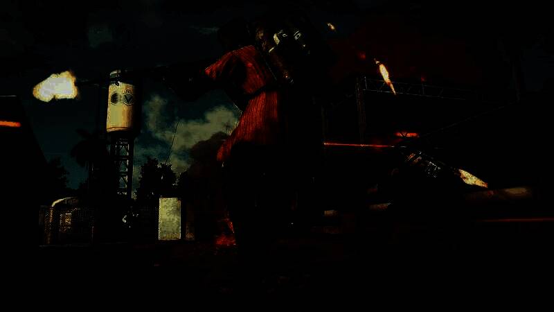 《孤岛惊魂7》疑似游戏场景截图，展示阴暗森林中角色手持武器谨慎前行，环境充满压迫感