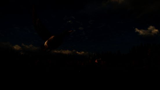 《猎人：荒野的召唤》游戏主视觉图，展示玩家在黄昏湿地中持枪潜行，远处有鹿群出没，画面写实且充满自然氛围