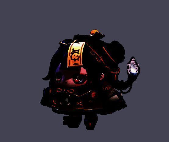 僵尸少女不化骨手持七星铜钱剑站立，剑身泛着微光，背景为古风庭院与飘落的符纸