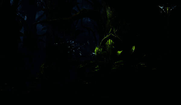 雪狼冰原原画，冰雪覆盖的山脉与狼群身影构成荒原图景