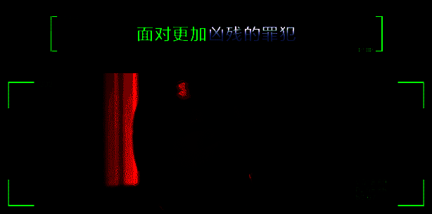 机械战警使用Cryo Cannon冻结一名敌人，冰晶蔓延全身，蓝光映照四周