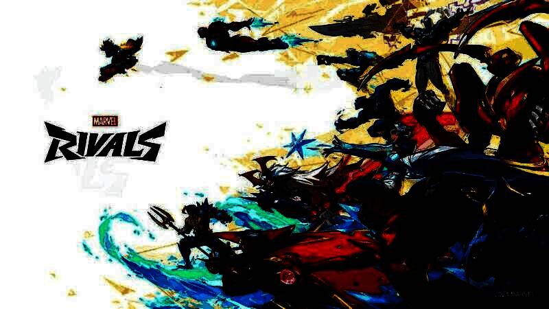 《漫威争锋》官方宣传图，多名经典漫威英雄并肩而立，背景为爆炸性战斗场景，展现史诗级对战氛围