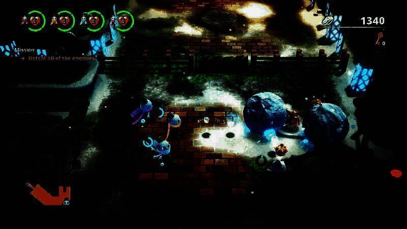 《雪人兄弟：仙境》游戏画面，两名雪人角色在色彩缤纷的奇幻乐园中发射冰弹，将怪物冻结成雪球并踢飞，场景充满童话感与动态特效