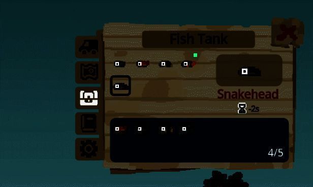 鱼群在屋顶水池中游动，水面上泛着微光，提示‘养分已注入’的特效飘出