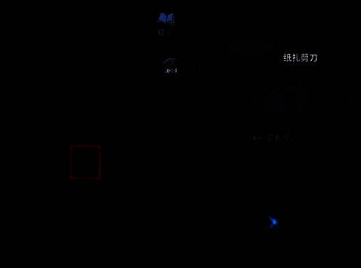 六礼轩内部场景，古色古香的木桌摆放着一把剪刀，周围烛光昏暗，氛围神秘