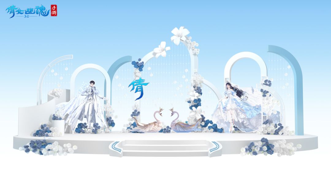 新人在复刻版金陵红墙前合影，背景为红色牌坊与金色雕花，氛围喜庆而古典