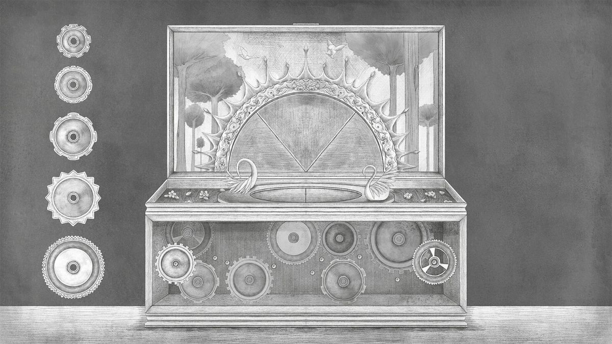 主角在昏暗房间中翻阅日记，手部特写与纸张纹理清晰，展现细节刻画